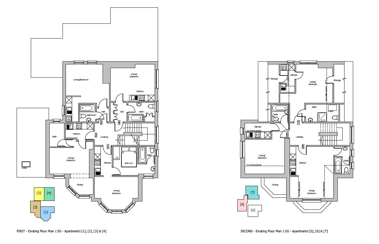 Lot: 1 - SUBSTANTIAL FREEHOLD INVESTMENT COMPRISING ELEVEN FLATS - Existing First & Second Floor Plan